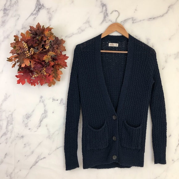 Hollister Sweaters - Hollister Boyfriend Cardigan in Navy Blue